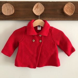 Old Navy red baby sweater, 3-6 months